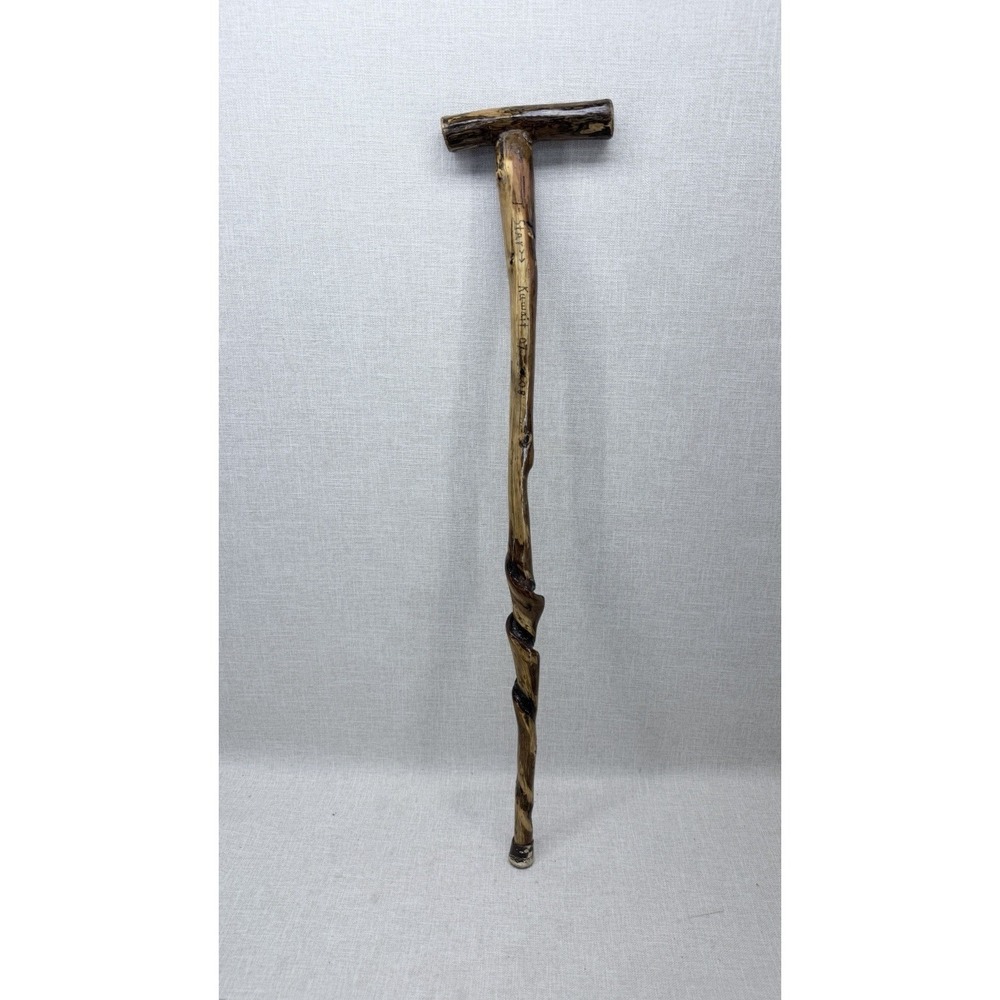 Hand Carved Wooden Walking Cane Stick Kuwait Souvenir Rustic Wood Cane
